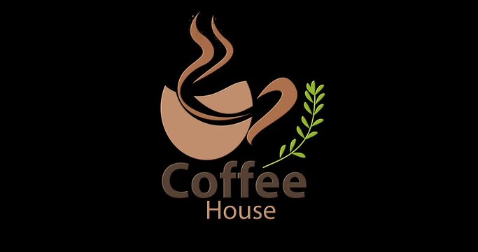 Cute Coffee Icon Logo Animation with Liquid Particles on Transparent Background. A good fit for the functioning of your coffee shop