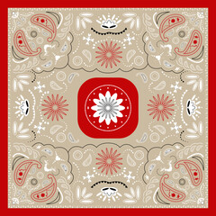 bandana kerchief paisley fabric patchwork abstract vector pattern