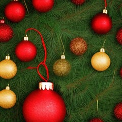 Obraz na płótnie Canvas Christmas tree and red ball ornament and decoration, sparkle light.png