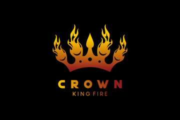 abstract fire crown logo design vector illustration