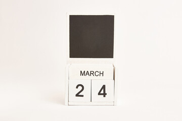 Calendar with the date March 24 and a place for designers. Illustration for an event of a certain date.