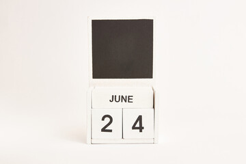Calendar with the date June 24 and a place for designers. Illustration for an event of a certain date.