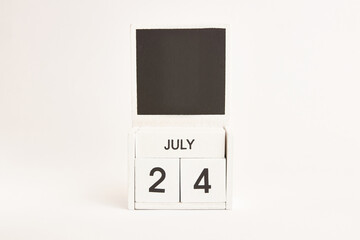 Calendar with the date July 24 and a place for designers. Illustration for an event of a certain date.