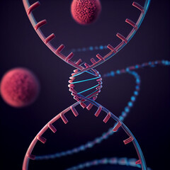 DNA helix colored genes chromosomes DNA sequence, DNA structure. Science concept background Generative AI