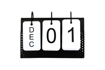 1st of December - date on the metal calendar