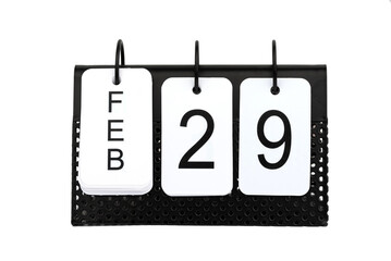 29th of February - leap year - date on the metal calendar