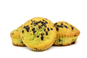 the homemade muffins with pistachios and chocolate