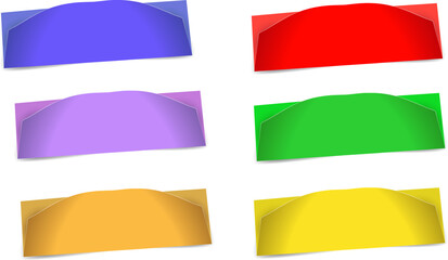 Set of colorful realistic bent papers with shadow on white background - Vector illustration
