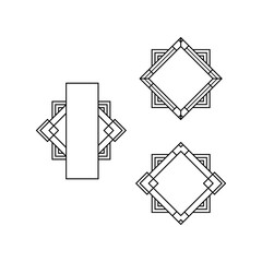 Art deco gold frames set collection decorations, Golden art deco ornaments, retro geometric ornamental frame - classic luxurious gold frames, wedding invitation, celebration event bundle