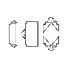 Art deco gold frames set collection decorations, Golden art deco ornaments, retro geometric ornamental frame - classic luxurious gold frames, wedding invitation, celebration event bundle