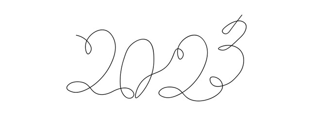 2023 continuous line hand drawn drawing