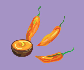 aji amarillo sauce peruvian pepper vector illustration