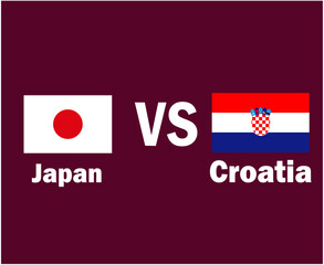 Japan And Croatia Flag Emblem With Names Symbol Design Asia And Europe football Final Vector Asian And European Countries Football Teams Illustration