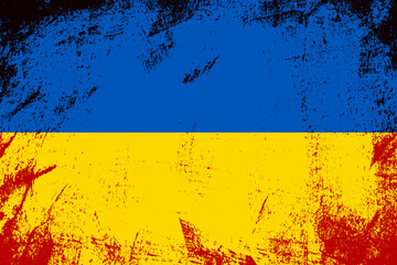 Bloody and damaged flag of Ukraine. - 550943968