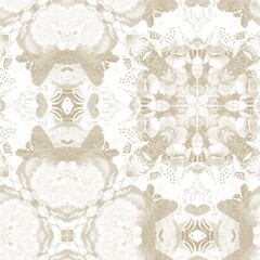 Ecru natural linen effect patterned coastal geo background. Seamless coastal blur cream cloth effect geometric mosaic effect. Beach cottage style fabric repeat.