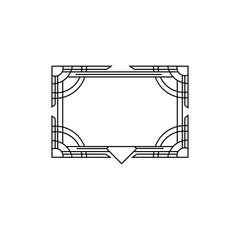 Art deco golden frames decorations, Golden art deco ornaments, retro geometric ornamental frame - classic luxurious gold frames, wedding invitation, celebration event