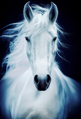 Obraz na płótnie Canvas Majestic white horse with long hair