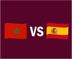 Morocco And Spain Flag Ribbon Symbol Design Europe And Africa football Final Vector European And African Countries Football Teams Illustration