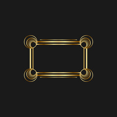 Art deco golden frames decorations, Golden art deco ornaments, retro geometric ornamental frame - classic luxurious gold frames, wedding invitation, celebration event