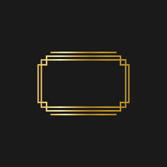 Art deco golden frames decorations, Golden art deco ornaments, retro geometric ornamental frame - classic luxurious gold frames, wedding invitation, celebration event