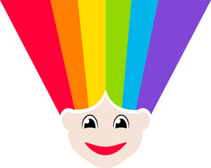 human face male or female lgbt community activist with rainbow color light. logo. Vector illustration - 550946574
