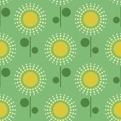 green seamless pattern with yellow dandelion. vector. Vector illustration. geometric - 550946595