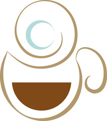 cup of coffee. logo. blue and brown. Vector illustration - 550946598