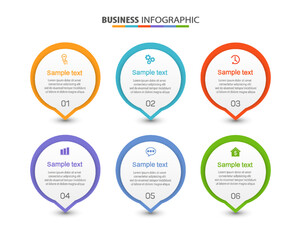 Fototapeta premium Business vector infographic design template with icons and 6 options or steps. Can be used for process diagram, presentations, workflow layout, banner, flow chart, info graph