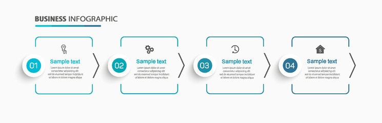 Infographic template with 4 options, workflow, process chart. Can be used for workflow layout, diagram, annual report, web design, steps or processes  