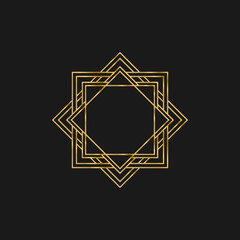 Art deco golden frames decorations, Golden art deco ornaments, retro geometric ornamental frame - classic luxurious gold frames, wedding invitation, celebration event