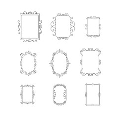 Vintage Ornament Frame set, collection - Swirl stroke divider and filigree ornaments for wedding invitation, greeting card and certificate design - Lines, borders, swirls and divider retro classic sty