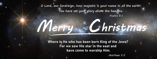 a spiritual christmas card with bible quotes from the gospel of matthew and psalm 8 some elements courtesy of nasa - 550947541
