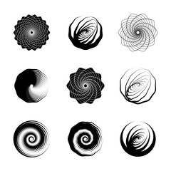 Vortex Spiral logo abstract circle shape - spiral motion twirl twist curve rotation spin whirlpool radial warp geometric shape for businesses - spinning circle