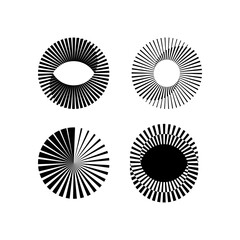 OpArt Optical Illusion Logo Abstract set collection, Abstract art illustration with black and white stripes, pattern background