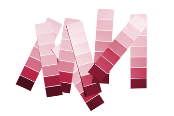 Color samples palette design catalog. New 2023 trending PANTONE 18-1750 Viva Magenta colour