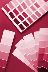 Color samples palette design catalog. New 2023 trending PANTONE Viva magenta colour