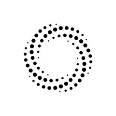 Dotted Vortex spiral logo abstract circle shape - spiral motion twirl twist curve rotation spin whirlpool radial warp geometric shape for businesses - spinning circle