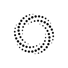 Dotted Vortex spiral logo abstract circle shape - spiral motion twirl twist curve rotation spin whirlpool radial warp geometric shape for businesses - spinning circle