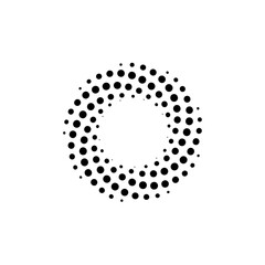 Dotted Vortex spiral logo abstract circle shape - spiral motion twirl twist curve rotation spin whirlpool radial warp geometric shape for businesses - spinning circle - obrazy, fototapety, plakaty