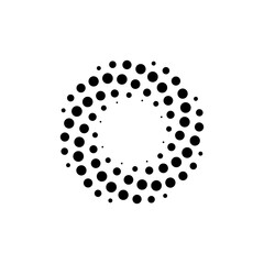 Dotted Vortex spiral logo abstract circle shape - spiral motion twirl twist curve rotation spin whirlpool radial warp geometric shape for businesses - spinning circle