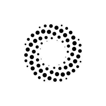 Dotted Vortex spiral logo abstract circle shape - spiral motion twirl twist curve rotation spin whirlpool radial warp geometric shape for businesses - spinning circle