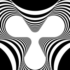 OpArt Optical Illusion Logo Abstract Design, Abstract art illustration with black and white stripes, pattern background