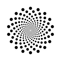 Dotted Vortex spiral logo abstract circle shape - spiral motion twirl twist curve rotation spin whirlpool radial warp geometric shape for businesses - spinning circle