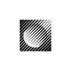 Halftone gradient line logo - Set of circles with lines, optical lines design composition with geometric shapes, halftone lines effect