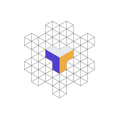 Isometric logo design - cube hexagon logotype geometric shape, abstract logo 3d tech corporate mark - technology finance real estate