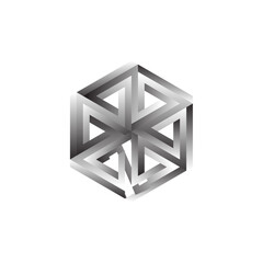 Fototapeta premium Hexagon Logo - element perspective geometric abstract design vector line art geometry shape grid mosaic finance business