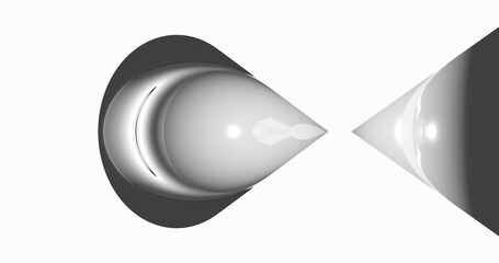 Render with gray cones with reflections on white