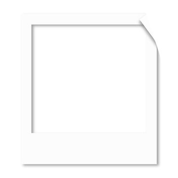 illustrazione di istantanea tipo polaroid con spazio immagine vuoto e angolo ripiegato su sfondo trasparente