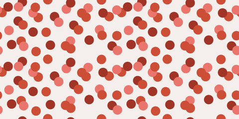 Red circles scattered across the canvas. Seamless pattern, suitable for print and application on the surface of the interior or decor. Stylish design pattern for textile or wallpaper.