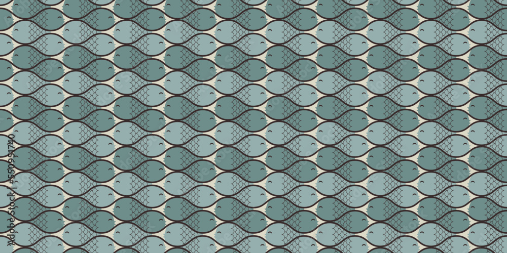 Poster fish for wallpaper and other surfaces, stylish fish pattern. seamless pattern, suitable for print an